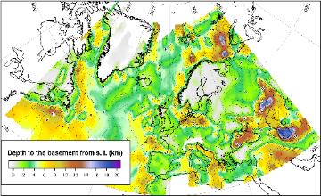 Thickness of sediments in Europe