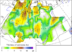 Thickness of sediments in Siberia
