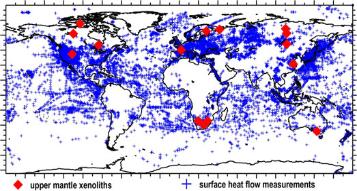 Map of heat flow measurements