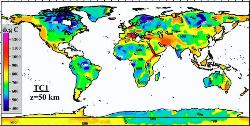 Temperature at 50 km depth