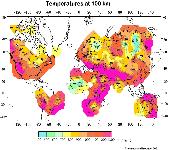 Temperature at 100 km depth