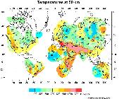 Temperature at 50 km depth